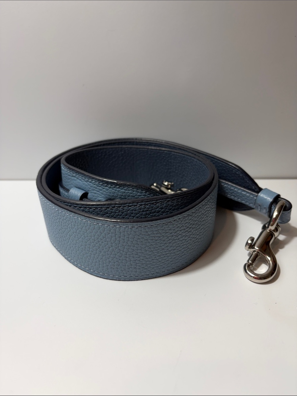 Coach Pebbled Leather Detachable Strap in Slate Blue - reversible